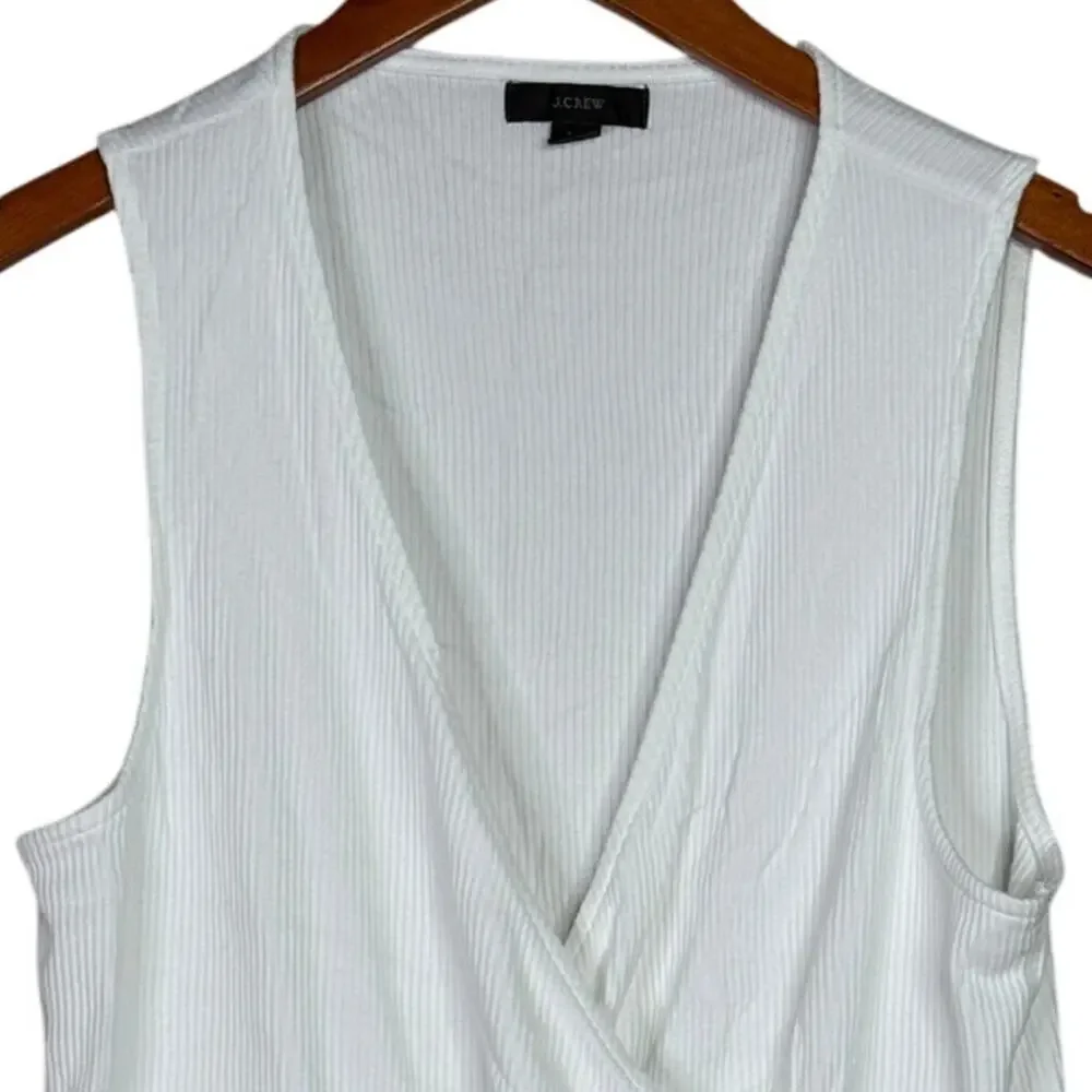 J. Crew Sleeveless Ruched Wrap Stretch Tank Top Vintage Soft Ribbed XL White